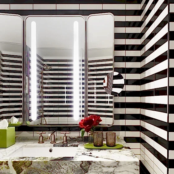 A bathroom of a suite at Park Lane New York.