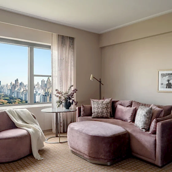 Panoramic Park View Studio Suite sitting area in Park Lane New York hotel