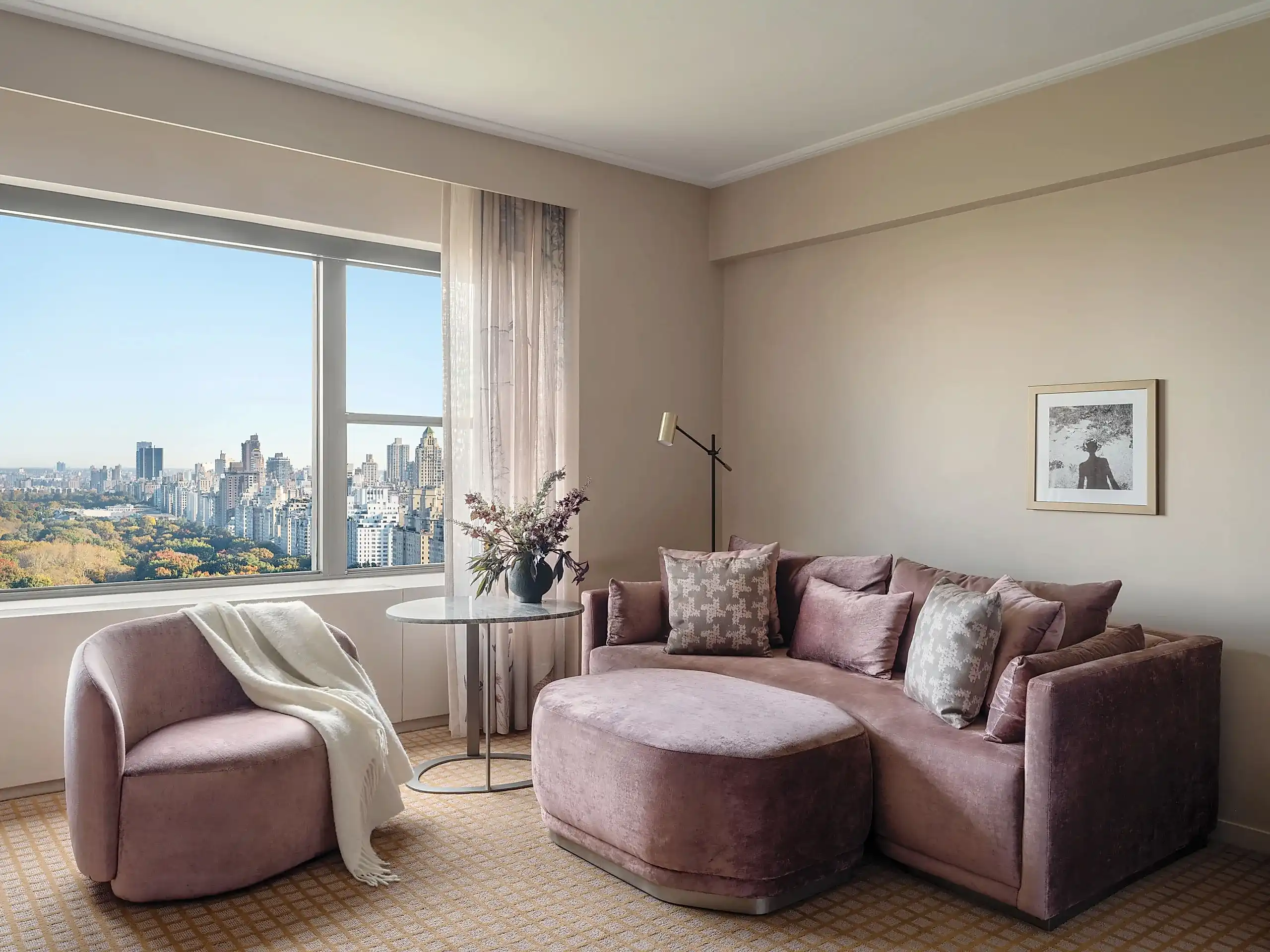 Panoramic Park View Studio Suite sitting area in Park Lane New York hotel