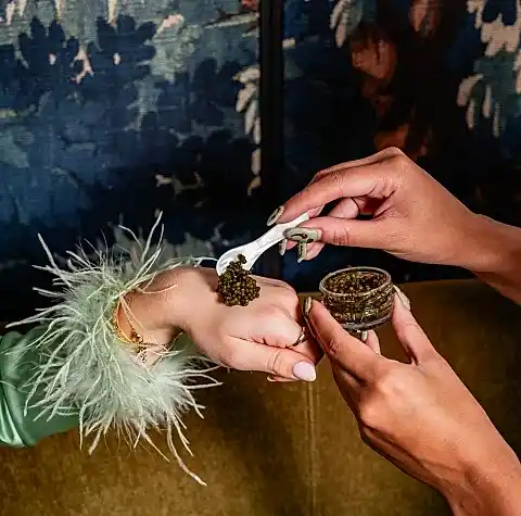 caviar serving offered at the Park Lane Hotel in New York City.