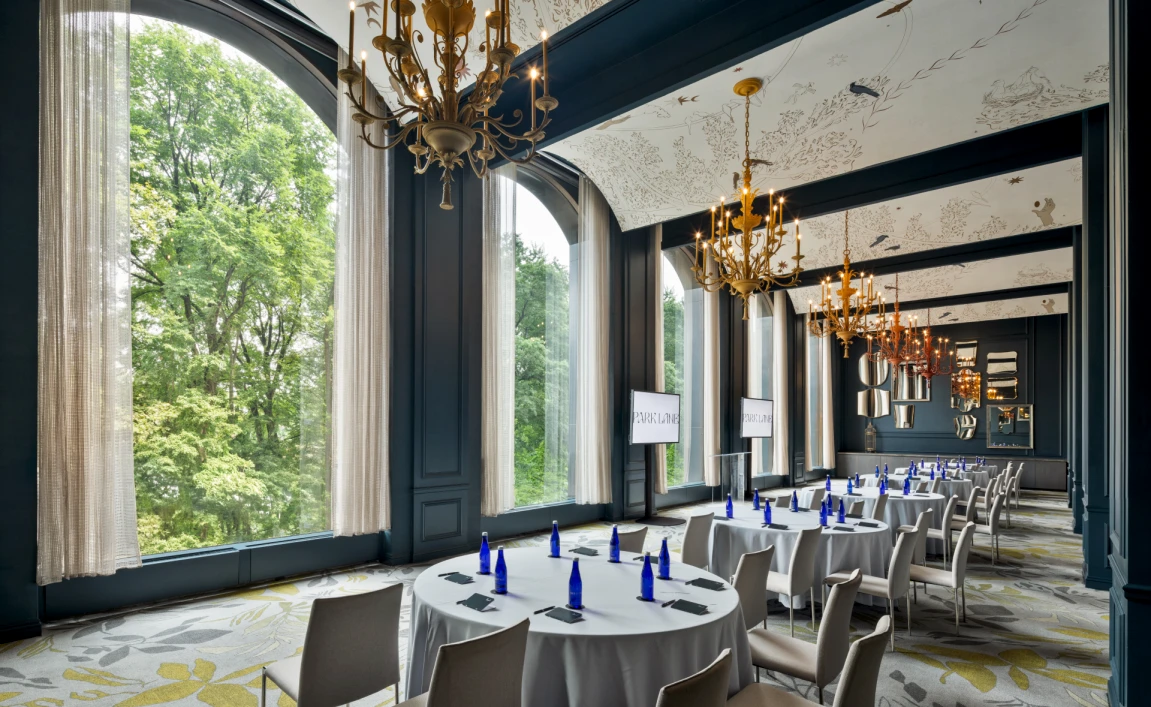 event set up at the Park Room event space at the Park Lane Hotel in New York City.